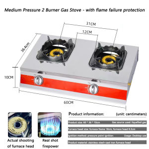 HEJI High Pressure Stove Burner 4 Burner Heavy Duty High Pressure Gas Stove Industrial Gas Stove Burner Heavy Duty Burner Gas Stove Stainless Stove Cast Iron Easy To Clean