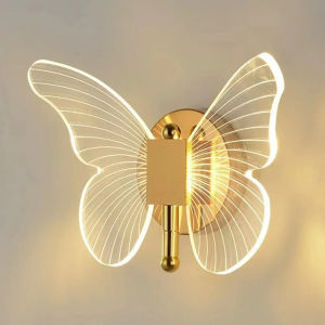 Tricolor Led Wall Lamp Wall Mounted Butterfly Gold Sconces Decorative Lights Fancy For Living Room For Bedroom Elegant Metal Interior Home Modern Living Room Bedside Sconce Acrylic