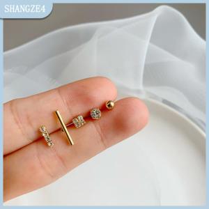 【SHANGZE4】 5 pcs ngọc trai pha lê nhỏ tai Stud Bông tai thiết lập cho phụ nữ Cô Gái Thời Trang Tai Studs Tai đồ trang sức