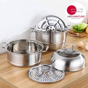 ❤️[Ready Stock] ❤️SUS 304 Stainless Steel 3 Layer /3 tiers Stainless Steel Steamer /Steam Pot /Cooking Pot 蒸锅 蒸笼