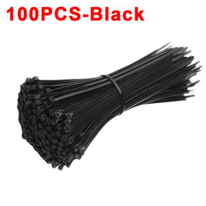 200/100PCS Self-locking Plastic Nylon Tie Black and White Cable Tie Fastening Ring Cable Tie Zip Wraps Strap Nylon Cable Tie