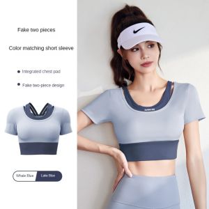 FITCOO SPORTS Color blocking fake two-piece short skirt with quick drying and anti fading shorts high elasticity and nudity tight fitting sports short skirt running and fitness set