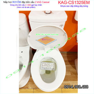 Nắp đậy bồn cầu rơi êm KAG-CS1325EM nắp xí bệt 2 khối Caesar nhựa dày trắng bóng đóng từ từ sử dụng siêu bền