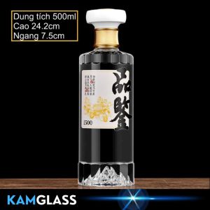 Chai Hibiki nhỏ nắp bi đáy núi dung tích 500ml cao cấp tặng tem kèm theo chai M89 - Kamglass