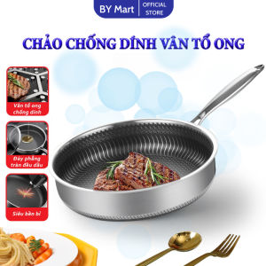Chảo Chống Dính Vân Đá Tổ Ong 5 Lớp Đế Bằng Inox 304 Size 28cm Dùng Cho Mọi Loại Bếp Chảo Chống Dính Sâu Lòng Chống Xước