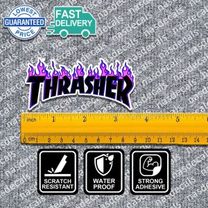 THRASHER V2 Stickers for Motorcycle Sticker Waterproof Motor Helmet Sticker Hologram Vinyl Stikerss Motorcycle Decals