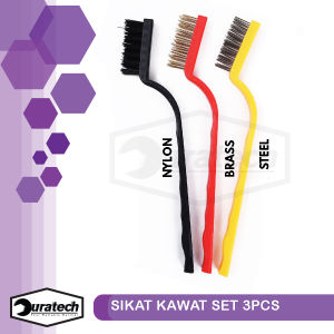 Sikat kawat set 3pcs mini wire brush nylon kuningan baja - Sikat gagang untuk dapur kloset kendaraan miltu fungsi - Sikat pembersih rumah tangga bengkel