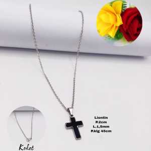 bandar Kalung salib Titanium Silver Kekinian anti karat Anti Luntur