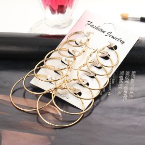 12Pcs/Set European and American Women Exaggerated Ear Clip Ring Circular Inexpensive Earrings Set