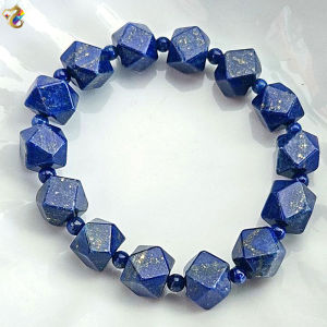 Collection Grade Faceted Hexagon Pyrite Lapis Bracelet