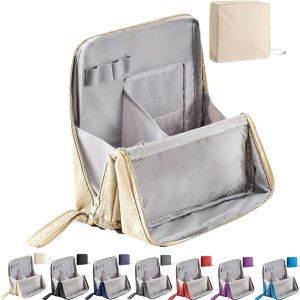 MKEB ผ้าออกซ์ฟอร์ด กระเป๋าแต่งหน้าแบบยืน พร้อมช่องแบ่ง ความจุขนาดใหญ่ ที่เก็บเครื่องเขียน แบบพกพา ไม่ซึมน้ำ กระเป๋าใส่ปากกาสำหรับนักเรียน สำหรับการเดินทาง