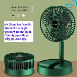 Quạt Tích Điện Gấp Gọn - Quạt Mini Fan Để Bàn Xoay 180 Độ 3 Tốc Độ Gió Siêu Mát Cổng Sạc USB Thiết Kế Nhỏ Gọn Dễ Dàng Mang Theo - Bảo Hành 1 Đổi 1 - Giadungbv247