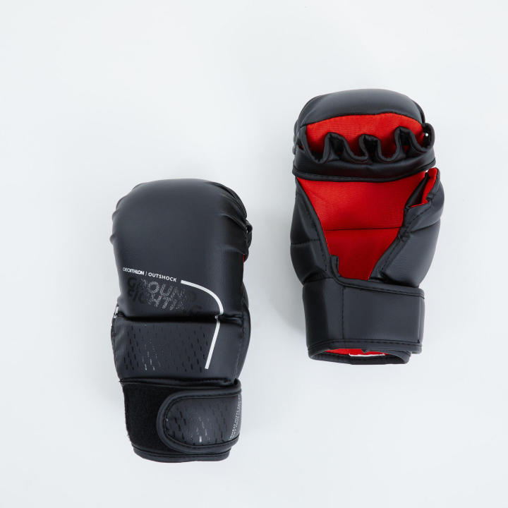 Decathlon Outshock Combat and Grappling Mitts 500 Black