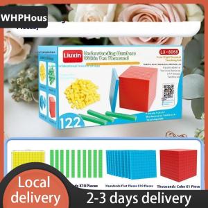 [COD] WHPHous Ship within 24 hours 1 Set Kids Math Plaything Ten Hundred Thousand Blocks Complete Kit Math Blocks Plastic Base Toys Counting Cubes Games
