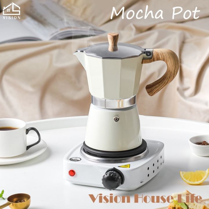 Vision 300ml Mocha Pot Stovetop Coffee Maker Hand Brewed Coffee Pot Household Italian Portable