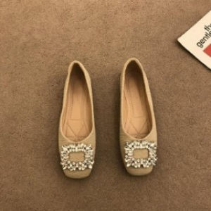 In-Stock Square-Toed Shallow Single Shoes With Rhinestones 2026 New Spring-Summer Versatile Evening Style WomenS Shoes
