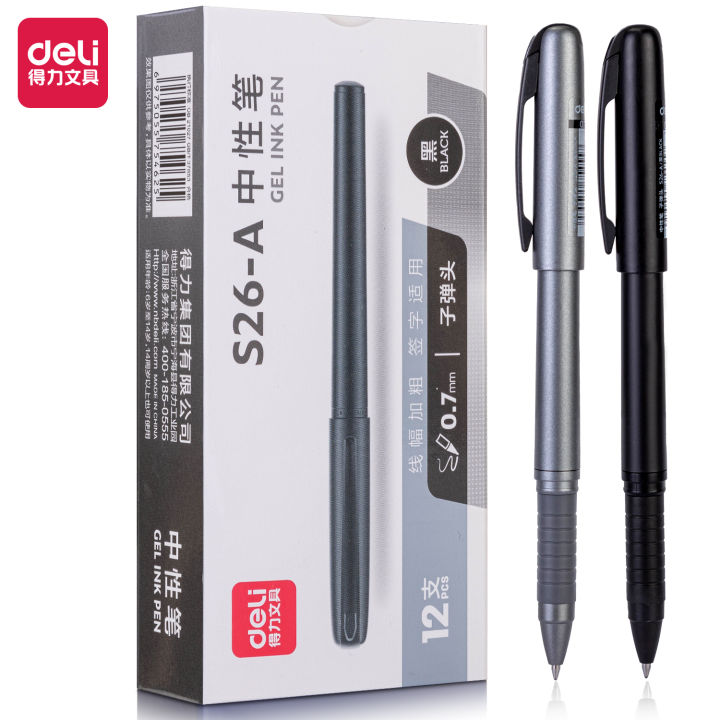 Deli Office Gel Pen Pulpen Kantor 0.5/0.7/1mm Tinta Hitam S26-A