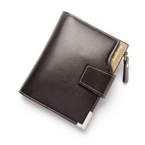 Baellerry Dompet Lipat Bifold Wanita Pria D1282 Dengan Kancing Pengunci Bahan Kulit PU Tebal