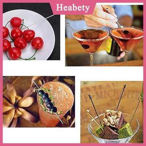 Heabety  4pcs thép không gỉ Cocktail Gậy trái cây tái sử dụng uống Martini Picks