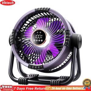 【Ready】【Vktech】 Outdoor Tent Fan with LED Lantern 20000mAh Rechargeable Battery Powered Fan Table Fan Camping Gear for Picnic Fishing