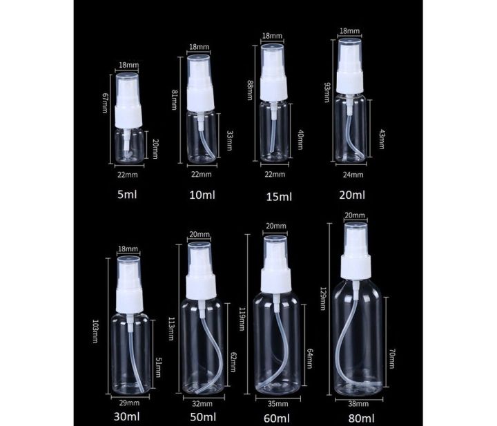 Spray on sale bottle sizes