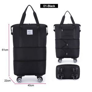 Specool® Travel Bag with Removable Wheels Large-capacity Expandable Women Travel Checked Bag Fitness Bags Contains Dry And Wet Separation