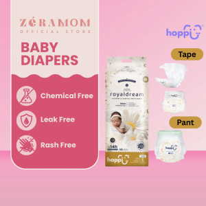 ZÉRA Mom - HOPPI RoyalDream Baby Tape/ Pants Diapers - Rash Free Leak Protection Chemical Free Soft (NB/S/M/L/XL/XXL)