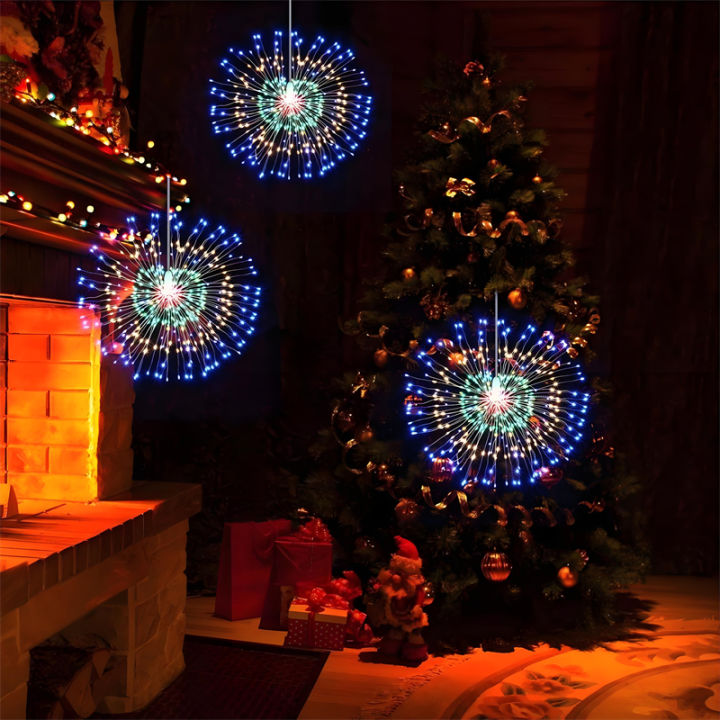 HOMEMORY Solar Hanging Firework Lights 120LED/150LED Colorful Outdoor ...