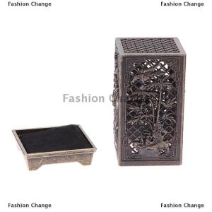 [COD] Fashion Change Alloy Censer Incense Holder Square Cylinder Vertical Incense Indoor Aromatherapy Home Ornament Chinese Inense s