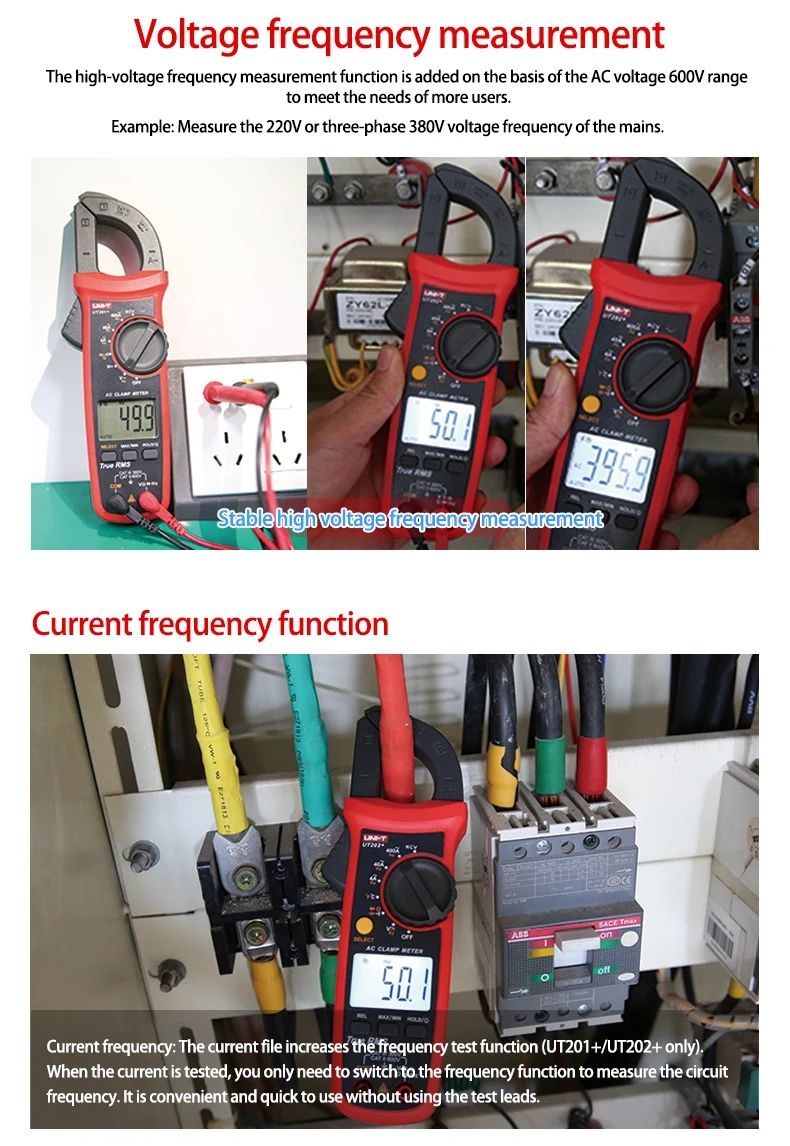 UNI-T UT204+ UT202A+ AC Amperimetric Clamp Meter 600A Hook Ammeter NCV ...