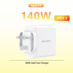 Awei PD21 PD 140W 100w GaN Wall charger 3 Ports QC Fast Charger USB C power adapter with UK US EU plug safe Travel 100w 65w 45w 20w Mini Charger for Apple MacBook Pro 14 16 samsung s22 ultra Huawei P40 iPhone 13 12 Pro Max Laptop iPad