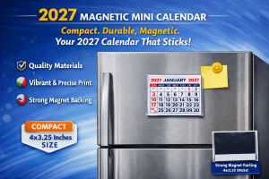 2027 Magnetic Calendar with Strong Magnetic Backing for Fridge Use in Kitchen