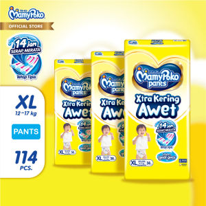MamyPoko Pants X-tra Kering ukuran XL (12-17kg) isi 38 x 3packs (114 pcs - KARTON)