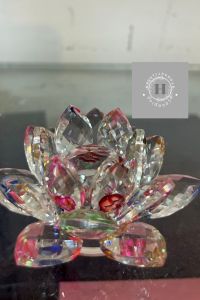 ฐานบัวคริสตัล เชิงเทียนดอกบัวแก้วคริสตัล รุ่นทรงสูงฐานบัวหมุนได้ ใส่เทียนได้ พร้อมส่งจากไทย