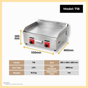 Gas Griddle Commercial Mesin Kuali Leper Burger Roti Canai Food Truck 718 720 商用燃气扒炉 铁板烧