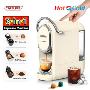Cafelffe 19Bar Coffee Maker Cold/Hot Brew Coffee Machine 3 in 1 Espresso Machine for Dolce Gusto Capsule/Nespresso original Capsules/Ground Coffee