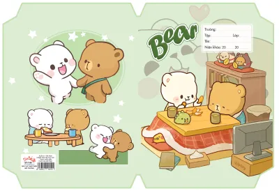 (HÀNG MỚI) Combo 10 Giấy Bao Tập Thân Thiện Môi Trường Hoạt Hinh Dễ Thương Có sẵn Keo Dán 15.5x20.5cm