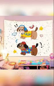New Cute Dachshund Dog Background Cloth ins Room decoration tapestry dormitory rental room hanging cloth bedside decoration
