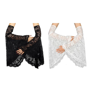 Breathable Arm Sleeve Classical Gothic Design Lace Sleeves with Trumpet Cuffs for Cosplay Event and Halloween Party
