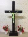 JESUS CRUCIFIX WOODEN CROSS STAND 63CM/25 INCHES. 