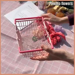 【Pinellia flowers】 Mini Storage Basket Desktop Finishing Cosmetics Jewelry Storage For Girl Dormitory Desktop Organization Container Baskets