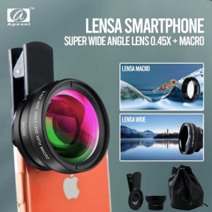 FAST DELIVERY APEXEL Lensa Hp Zoom Fotografi Jernih Super Wide Angle Lens 0.45X and Macro Smartphone