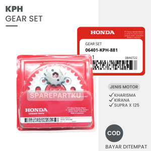 GEAR SET KPH / KHARISMA / SUPRA X 125 / GEAR / GIR / GER / GEARSET / 1 SET PAKET GIR DEPAN DAN BELAKANG + RANTAI RODA KIT / DRIVE CHAIN KIT