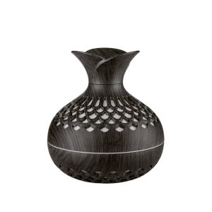 Wood Grain Hollow Vase Shape Humidifier USB Recharge LED Light Mini Humidifier for Bedroom Office