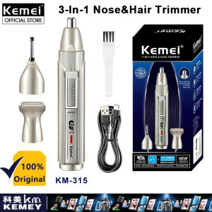 Kemei KM-315 3-In-1 Nose Hair Trimmer Rechargeable Facial Nose Trimmer For Men Electric Eyebrow Beard Trimmer Machine Cleaner Grooming Set Micro Shaver