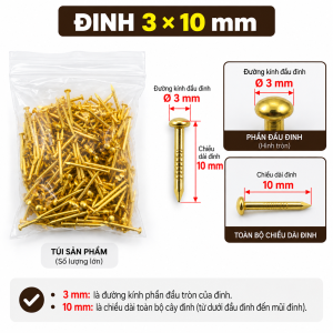 [JINLIDA] Đinh Chỉ Vàng Đầu Nhỏ – Đinh Gia Cố Đinh Trang Trí – 1 bịch
