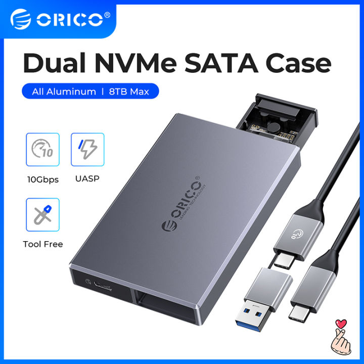 ORICO Dual Bay Dual NVMe M2 SSD Case Support M.2 NVMe SSD Disk For M ...