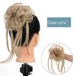Synthetic Hair Bands Curly Messy Chignon Elastic Scrunchy False Hair Pieces for Women Donut Updo Black Brown Hair Extension