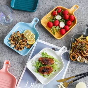 Plastic Serving Plate with Griddle Pasta Lasagna Dinner Nordic Baking Dish Tray Breakfast Dessert Fruit Plate