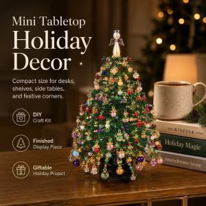 LZHDP MALL Handmade DIY Beaded Christmas Tree Kit Crystal Bead with Light Up Halloween Tree Making Kit Creative Sparkling Mini Bead Weaving Set Christmas